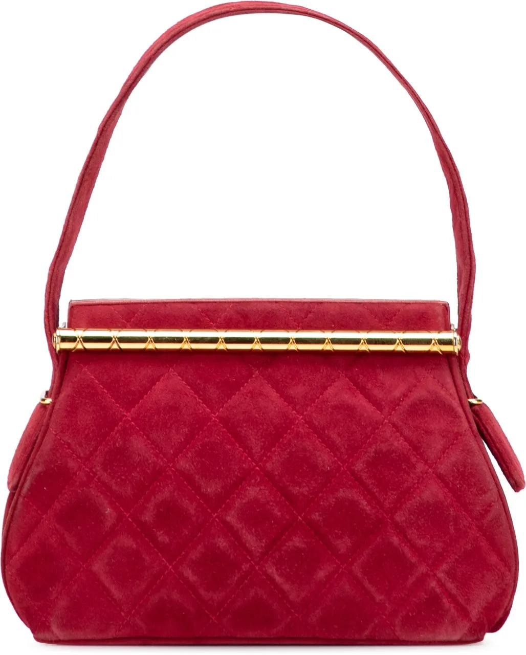 Chanel Crossbody Bags - Quilted Suede Metal Frame Handbag - Gr. unisize - in Rot - für Damen