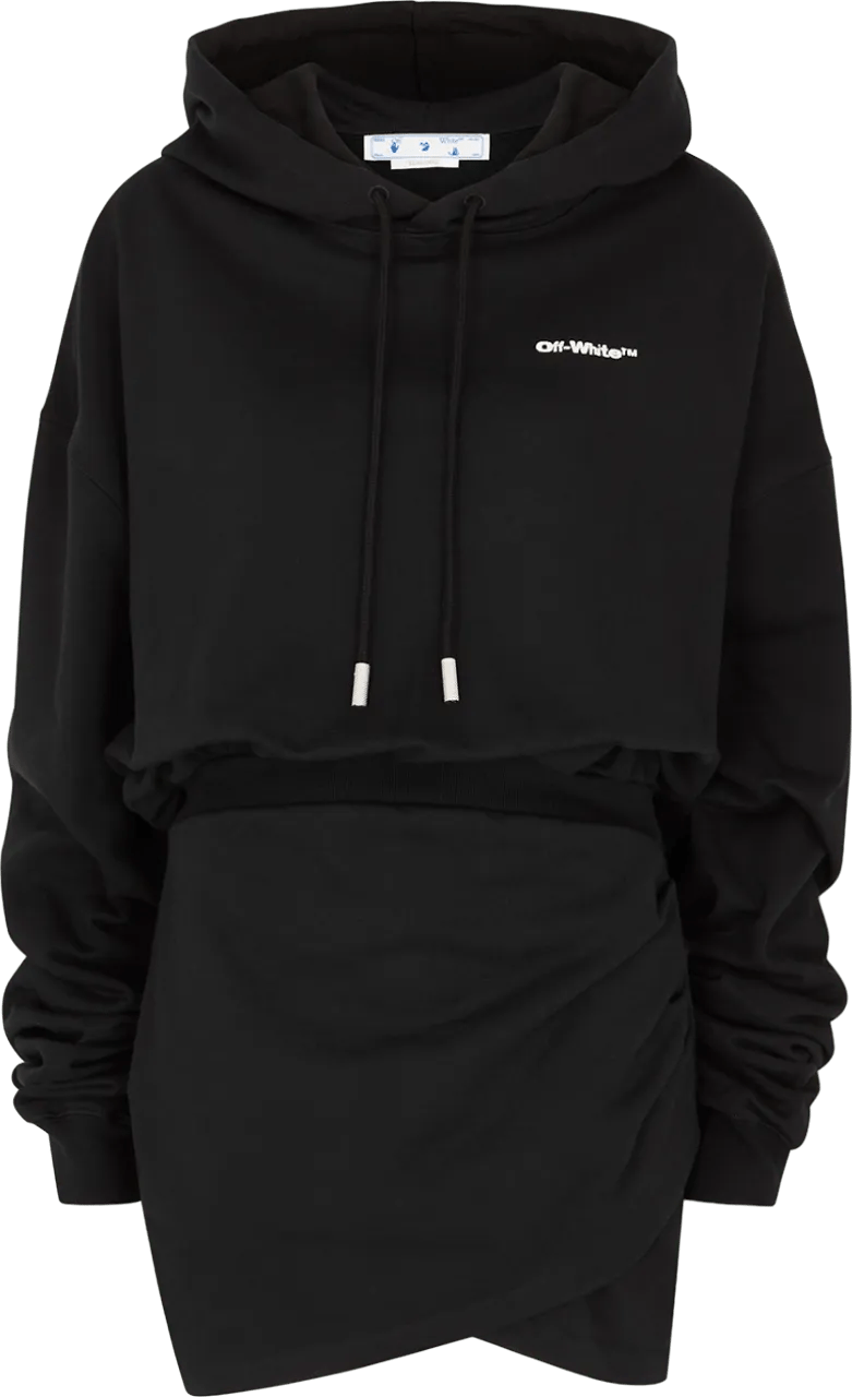 Thumbnail - Off-White - Abito nero con cappuccio con logo ricamato - Größe XS - schwarz