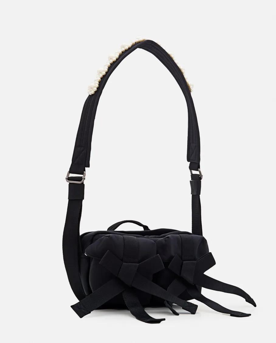 Simone Rocha Shoppers Shoulder Bag With Black Beads And Front Bows in zwart