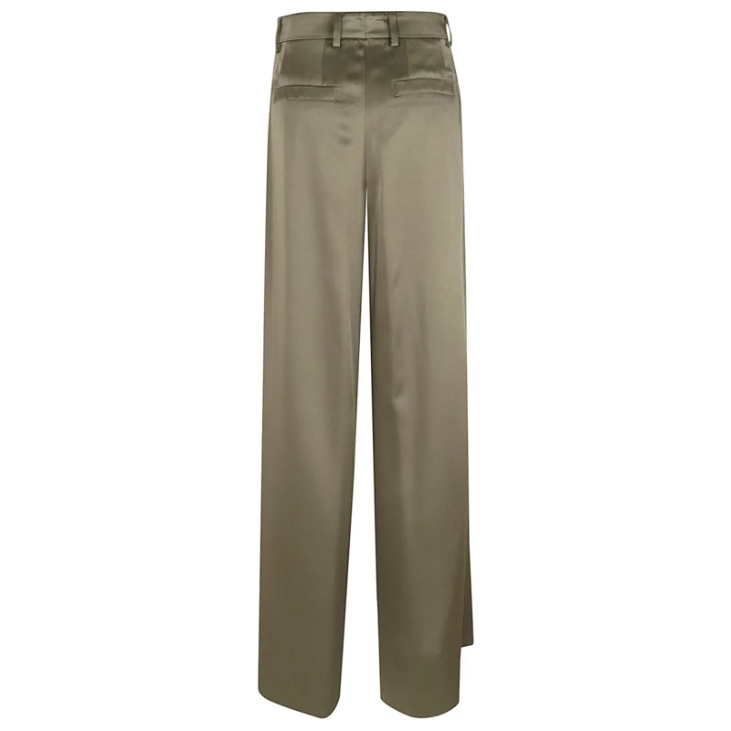 Dries Van Noten  High-Waisted Green Trousers With Straight-Leg Silh Green