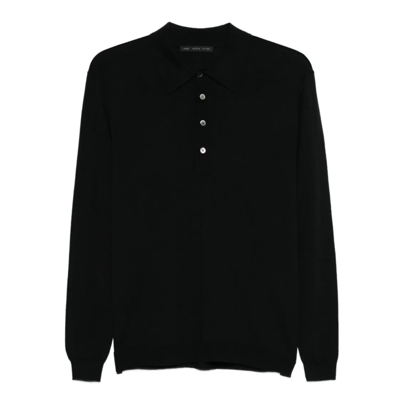 Low Brand Polohemd Polo Sweater In Extra-Fine Merino Wool Black
