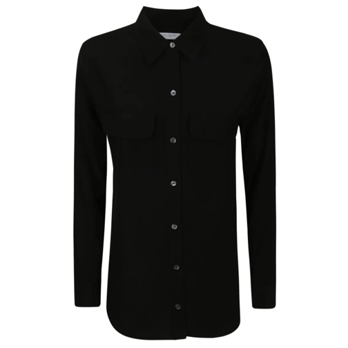 Equipment Hemden Black Silk Button-Down Shirt Black