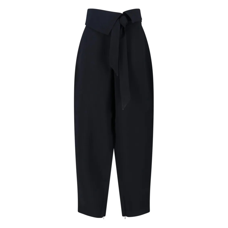The Attico  Cropped Black Trousers With High Waist Black