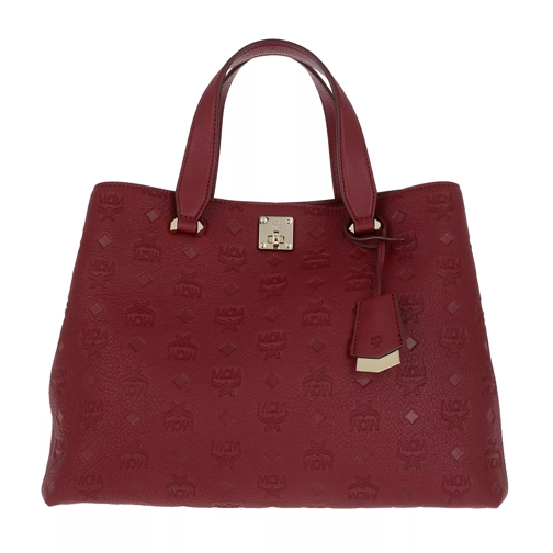 MCM Essential Monogrammed Leather Tote Large Ruby Tan Sporta