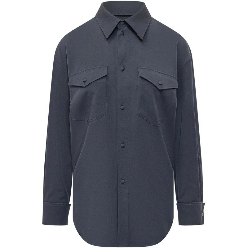 Kenzo Bluse Overshirt con Tasche Applicate e Bottoni blau