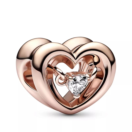 Pandora Open heart 14k rose gold-plated charm with clear cubic zirconia Pendentif