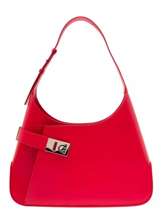 Salvatore Ferragamo Schoudertassen - Red Hobo Shoulder Bag With Asymmetric Pocket And G in rood-Salvatore Ferragamo 1