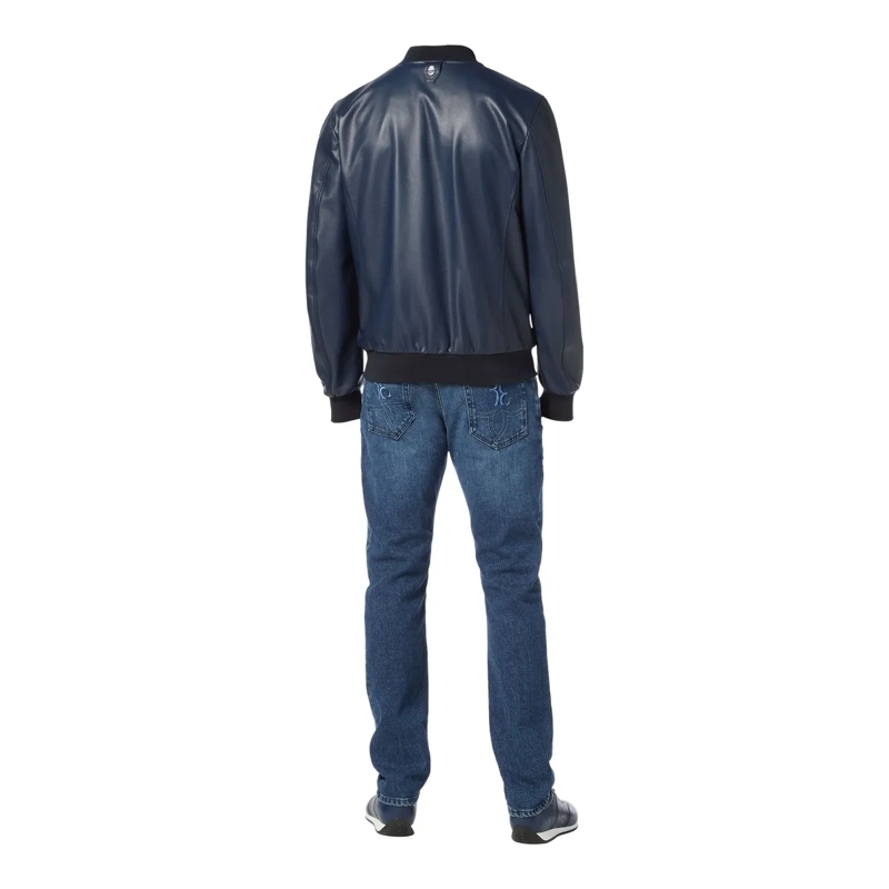 BILLIONAIRE Lederjacke Leder-Bomber dunkel-blau(Image 2)