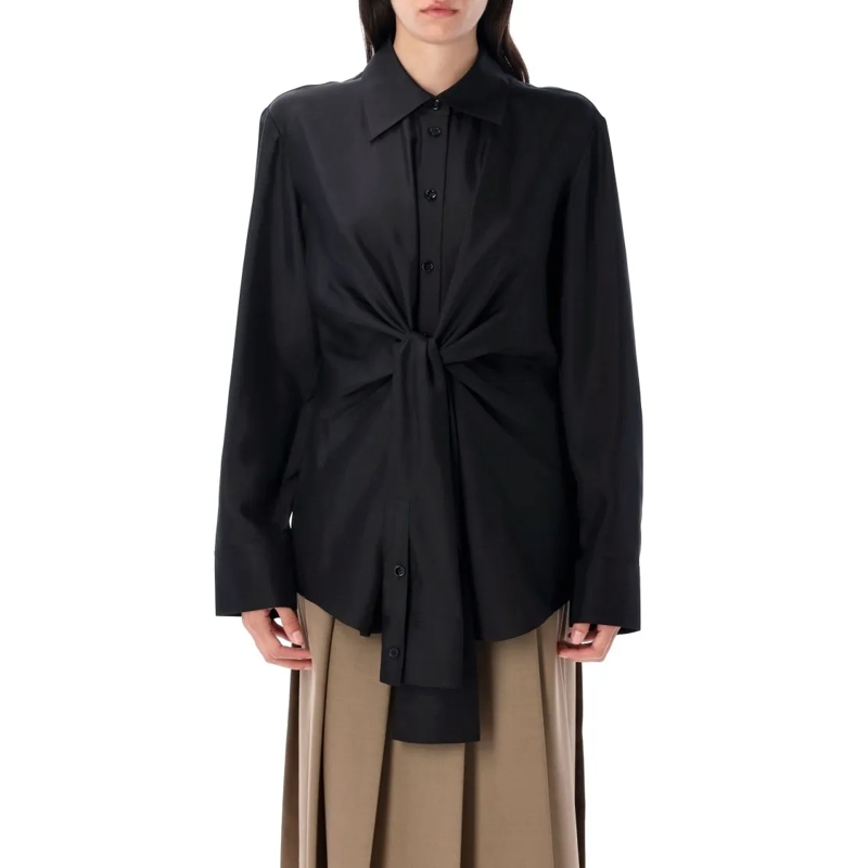 Róhe Overhemd Silk Knotted Shirt Black