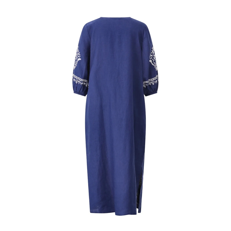 Emily can den Bergh Mini-jurk Midikleid aus Leinen Dunkelblau(Image 3)