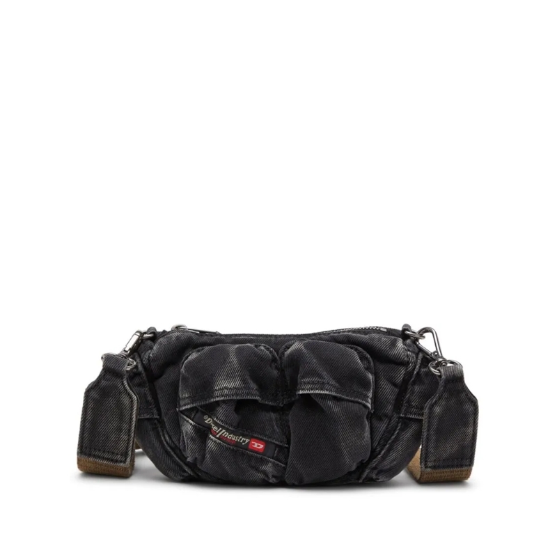Diesel Crossbody Bag Compact Cotton Bag With Multiple Pockets Black