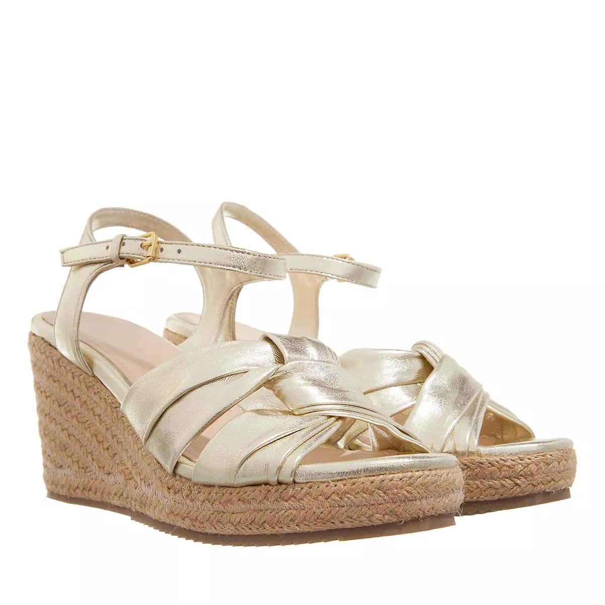 Ted Baker Carda Knotted Wedge Espadrille Sandal Gold Strappy Sandal