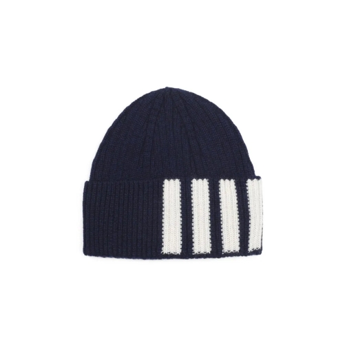 Thom Browne Hut Navy Cashmere Ribbed Hat Blue