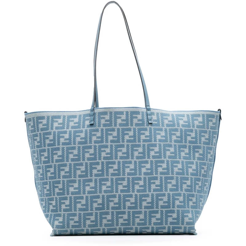 Fendi Shopper Large FF Pequin FF Jacquard Reversible Roll Tote blau