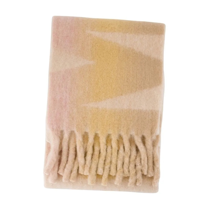 Isabel Marant Écharpe légère Fringed Wool Scarf With Abstract Pattern Neutrals