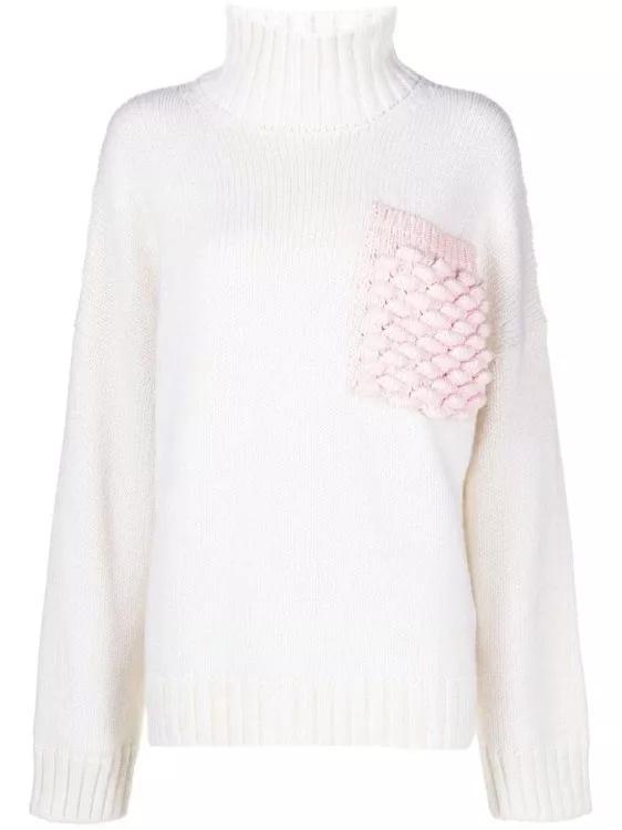 J.W.Anderson - Roll-Neck White/Pink Ribbed Knitwear Jumper - Größe XS - white