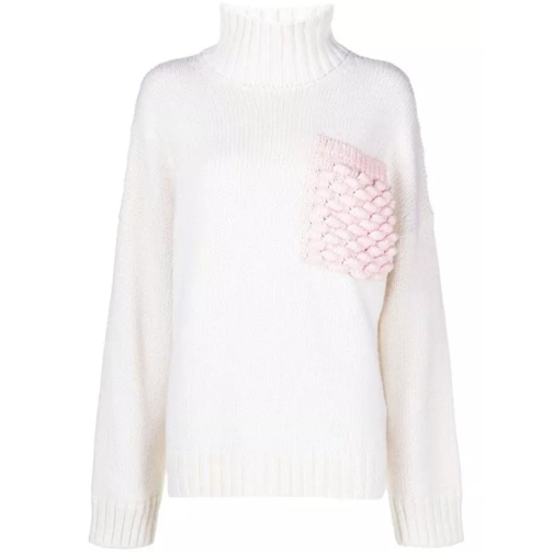 J.W.Anderson Roll-Neck White/Pink Ribbed Knitwear Jumper White 