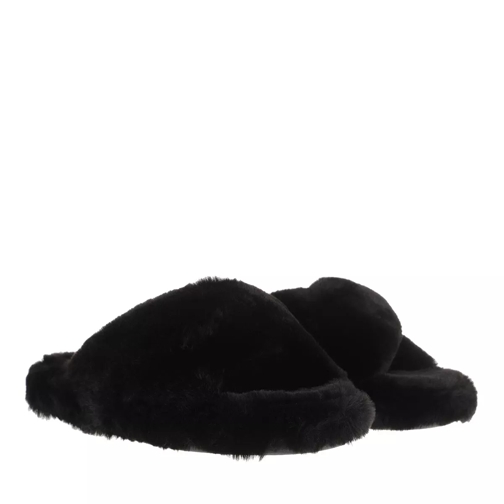 Ted Baker Wfp Lopply Faux Fur Cross Over Slipper Black Hausschuh