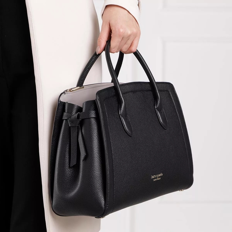 Kate Spade New York Tote Knott Pebbled Leather Large Satchel Black(Image 3)