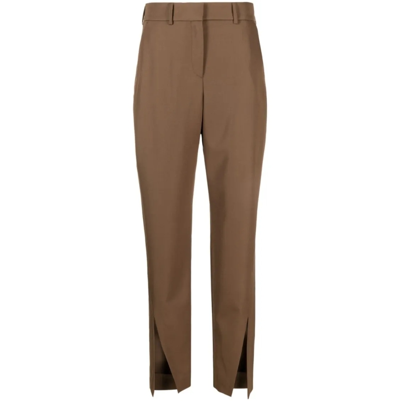 Balmain  Tobacco Brown Slit-Detail Tapered Trousers Brown