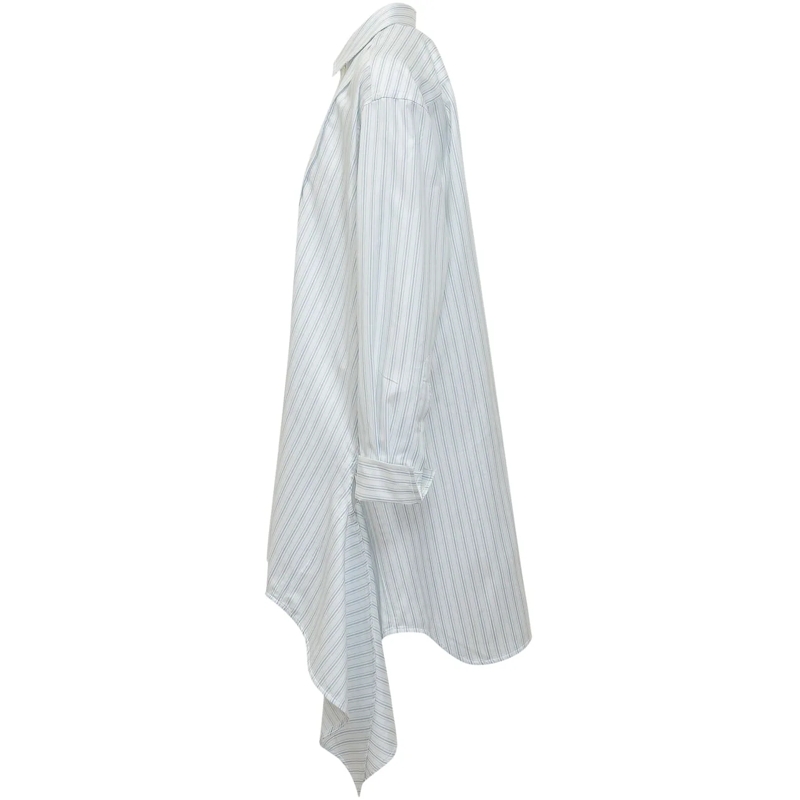 J.W.Anderson Robe midi Abito Camicia Side Knot con Motivo a Righe weiß(Image 3)
