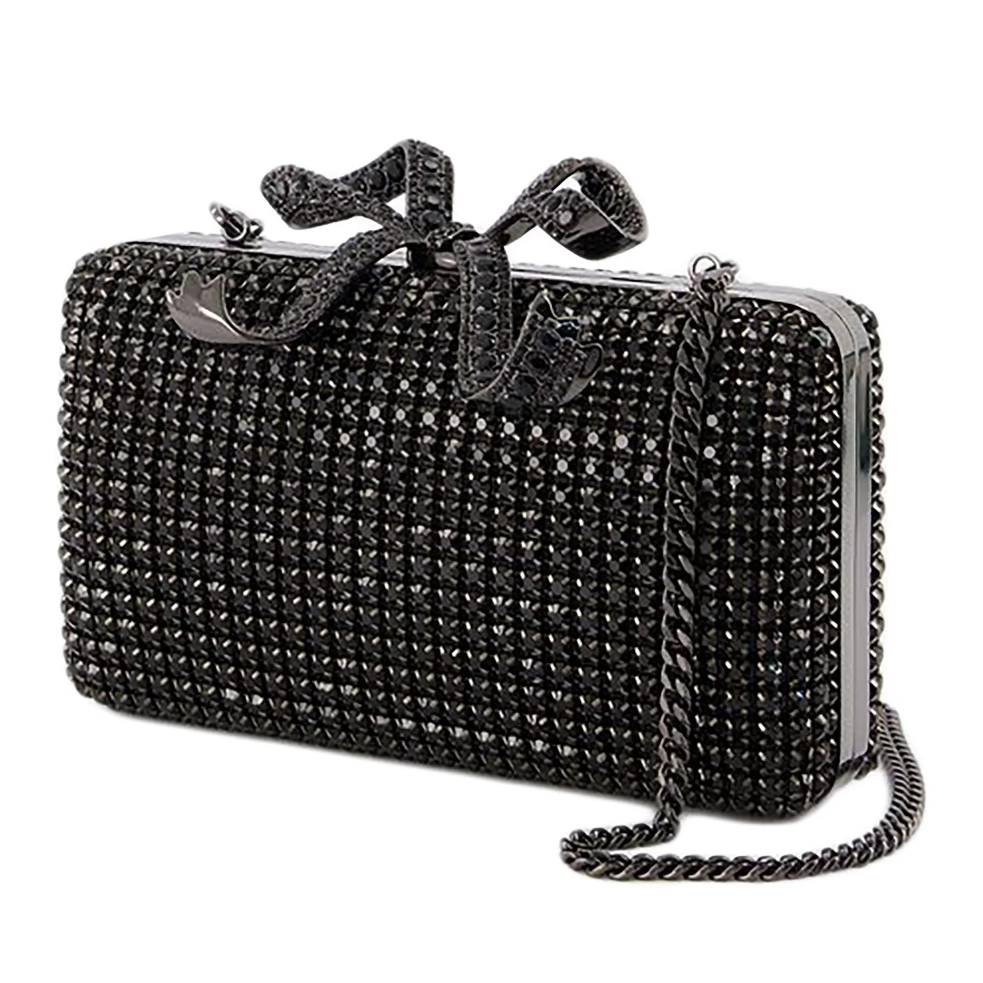 Self-portrait Clutches Crystal Box Clutch Metal Black in zwart