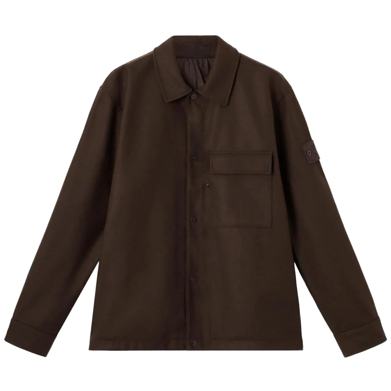 Stone Island Legeres Oberteil Heren Overshirt Chest Pocket Bruin braun