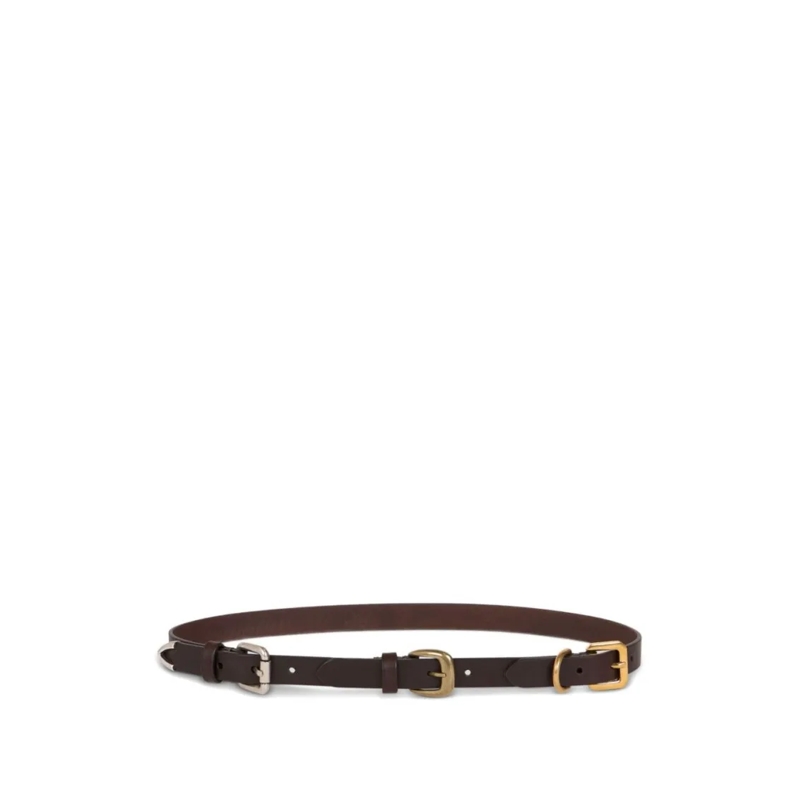 Etro Gürtel Slim Calf Leather Belt Brown