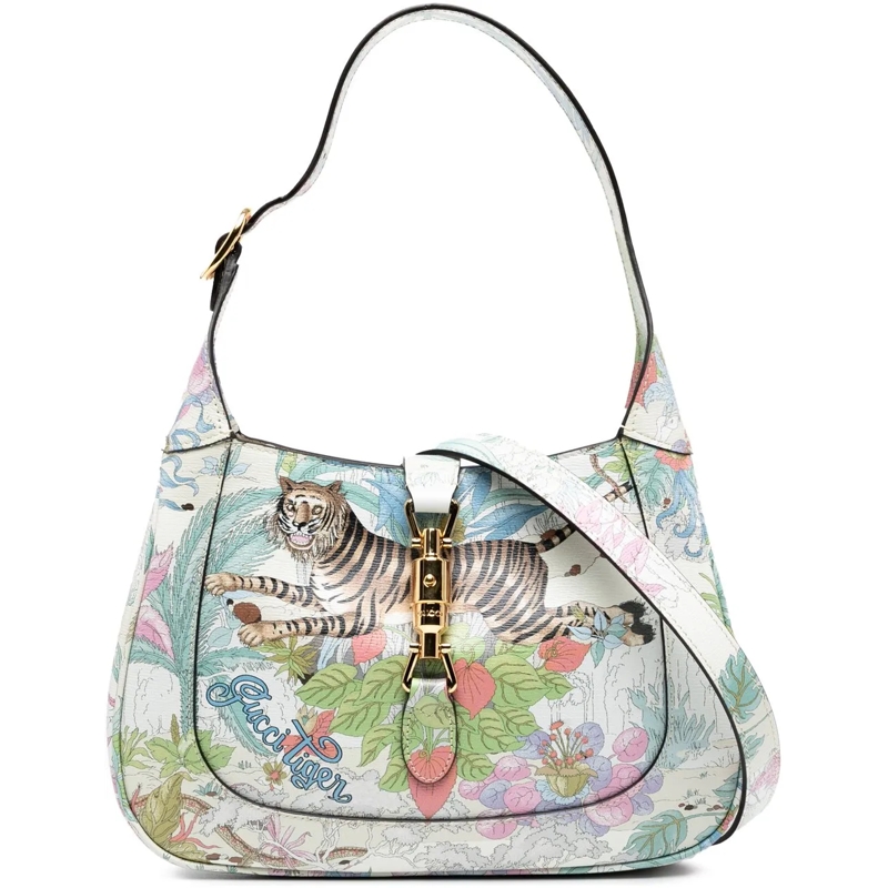 Gucci Schultertasche Small Calfskin Tiger Jackie 1961 Crossbody blau