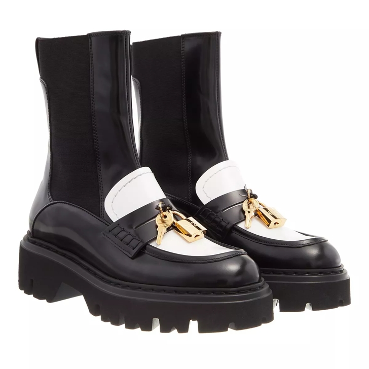 N 21 Boots Brushed Leather Black White Ankle Boot