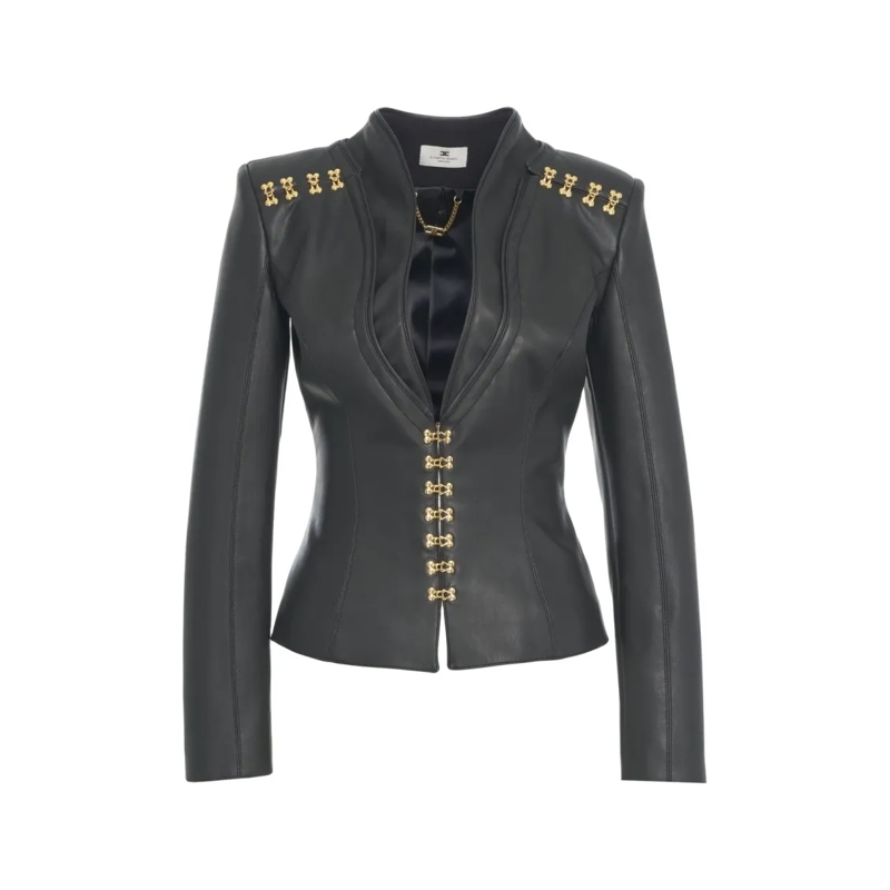 Elisabetta Franchi Blazer Tailored Blazer With Gold-Tone Hook Embellishments Black