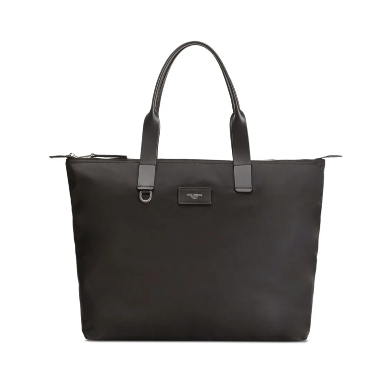 Dolce&Gabbana Fourre-tout Rectangular Black Tote Bag With Zippered Closure Black