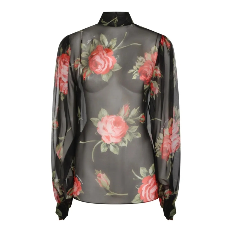 Dolce&Gabbana Hemd Black Silk Shirt Black
