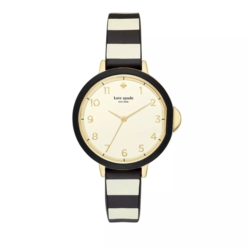 Kate Spade New York Park Row Three-Hand Silicone Watch Black/Cream Striped Dresswatch