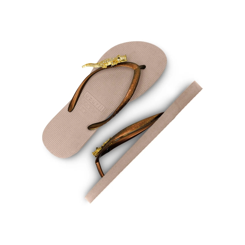 UZURII Flip Flops Zehentrenner Gold Crocodile Switch beige(Image 4)