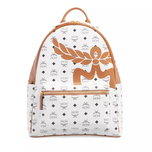 MCM Stark Mega Laurel Vi Backpack Medium  White Backpack