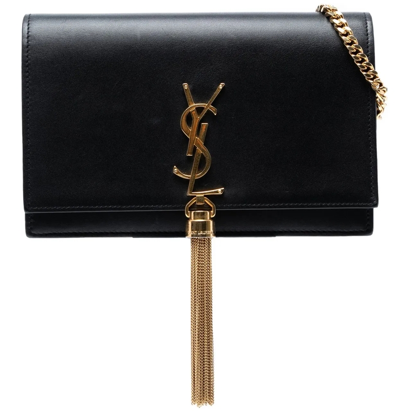 Saint Laurent Sac à bandoulière Smooth Calfskin Monogram Kate Tassel Chain Wallet schwarz