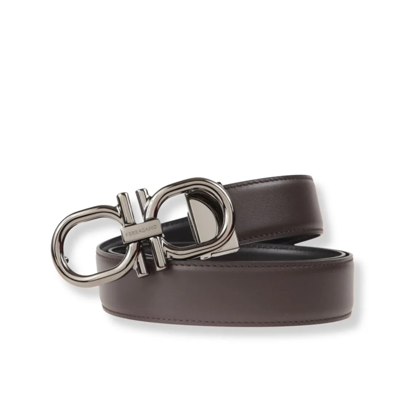 Salvatore Ferragamo Gürtel Double Adjustable Belt With Minimalist Design Brown