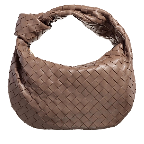 Bottega Veneta Teen Jodie Satchel Bag Taupe Grey/Gold Hobo Bag