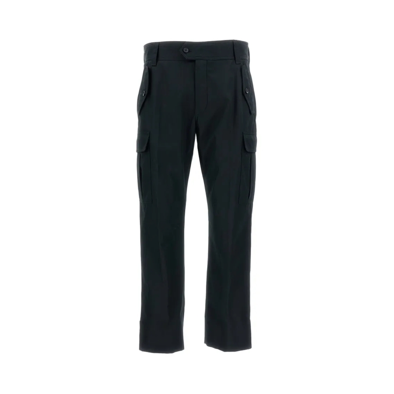 Alexander McQueen Pantalon de costume Functional Black Cotton Cargo Trousers With Adjust Black