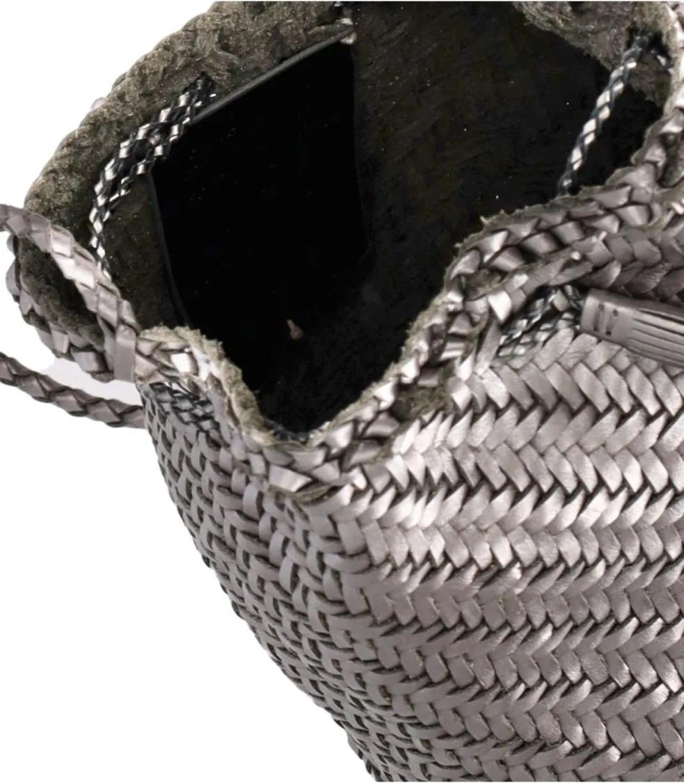 DRAGON DIFFUSION Bucket bags Pompon Double Jump Covertfoil Crossbody Bag in zilver
