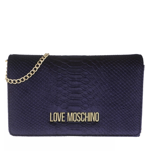 Love Moschino Borsa Velluto St.Anaconda  Navy Crossbody Bag