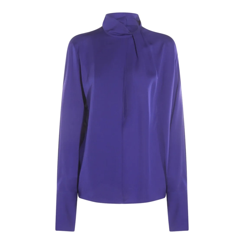 Tom Ford Blouse Blue Silk Top Blue