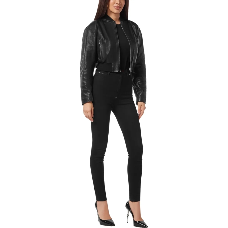 Philipp Plein Daunenjacke Leder-Bomber Signature schwarz(Image 4)