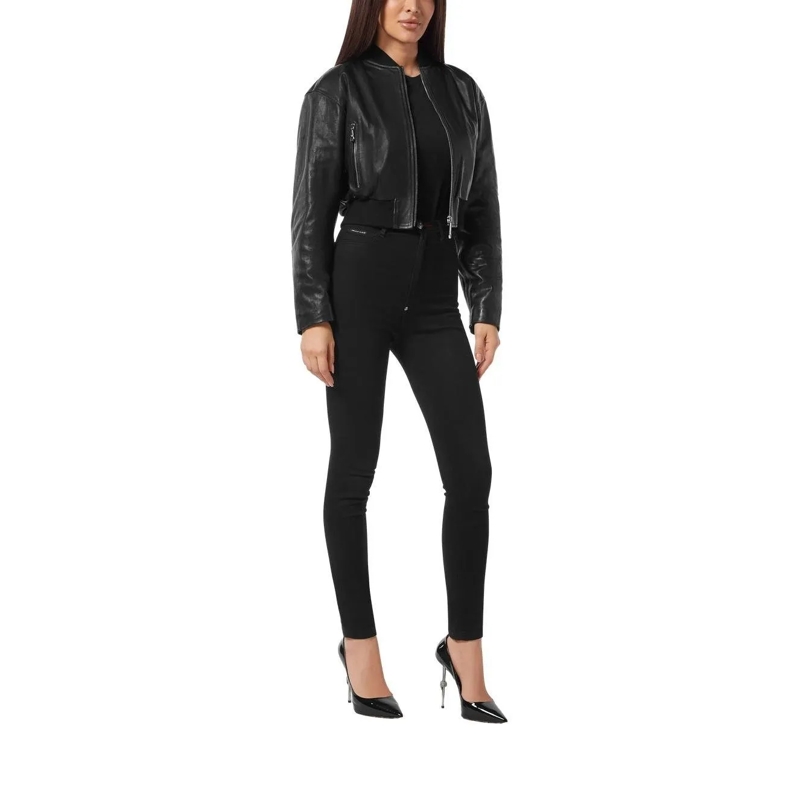 Philipp Plein Bomberjacke Leder-Bomber Signature schwarz(Image 2)
