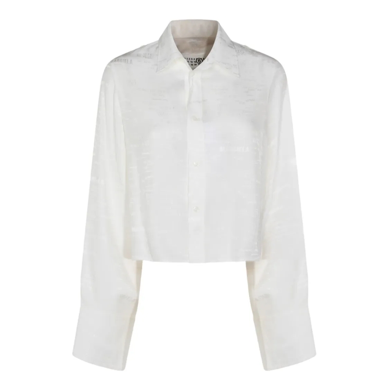 MM6 Maison Margiela Hemd Cropped Long-Sleeved Shirt With Classic Collar White