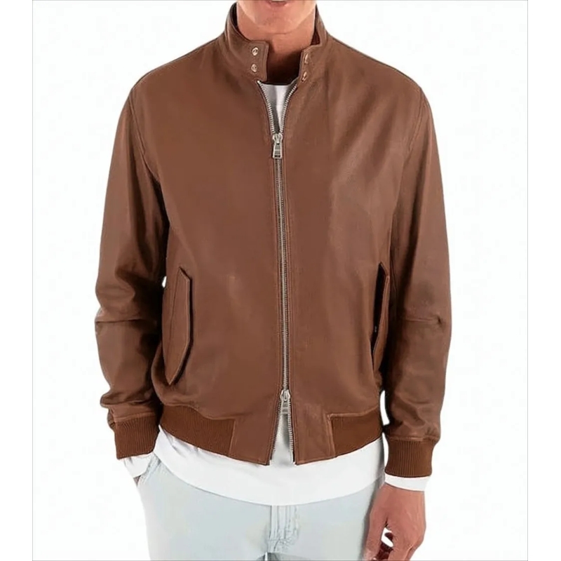 Boss Bomberjacke Brown Straight Fit H-Moiner Jacket White