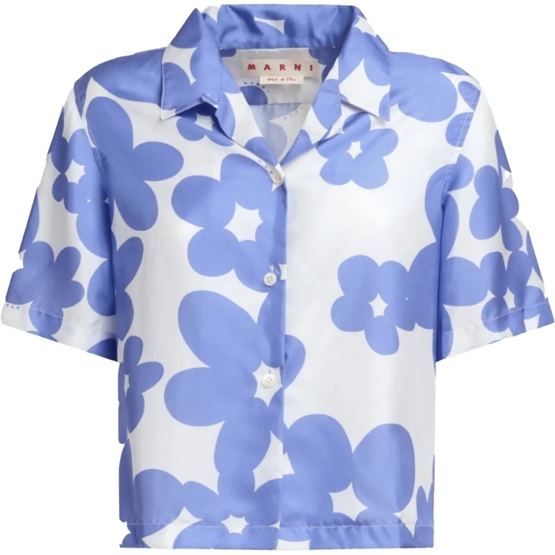 Marni T-shirt Printed Shirt Blue/white weiß