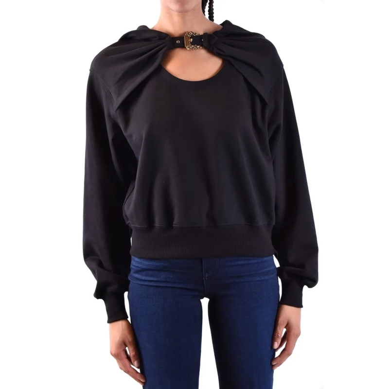 Versace Jeans Couture  Cropped Black Sweatshirt With Cape Detail Black