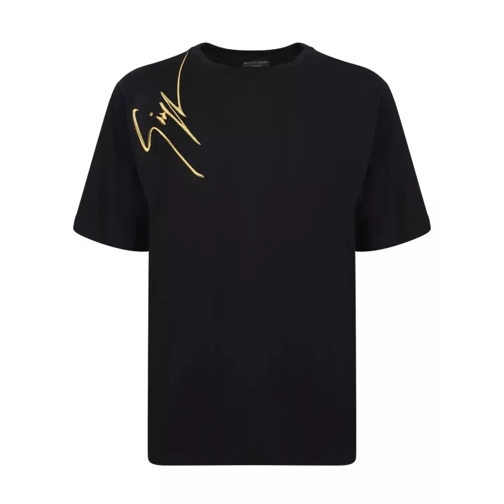 Giuseppe Zanotti Pure Black Cotton Crew-Neck T-Shirt Neutrals Magliette